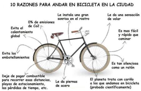 Promocionemos el uso de la bici, como ejercicio, como transporte, como forma de no contaminar, de no gastar, de no molestar. 